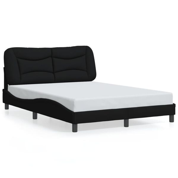 vidaXL Estrutura de cama sem colch&atilde;o Hvar 140x200 cm tecido preto