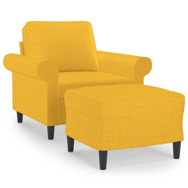 vidaXL Poltrona com apoio de p&eacute;s 60 cm tecido amarelo-claro