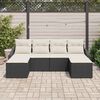 vidaXL Conjunto de Jantar para Jardim com almofada 6 pcs Preto e Creme