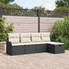 vidaXL Conjunto de Sof&aacute; de Jardim 5 pcs Preto e creme Rattan Sint&eacute;tico