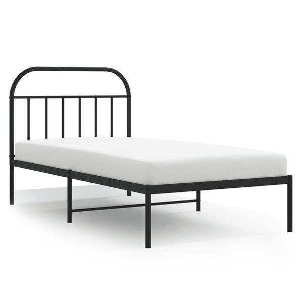 vidaXL Estrutura de cama com cabeceira 107x203 cm metal preto