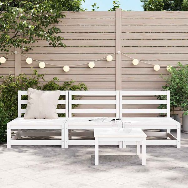 vidaXL Sof&aacute;s sem bra&ccedil;os p/ jardim 3 pcs 70x70x67cm pinho maci&ccedil;o branco