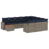 vidaXL 11 pcs conjunto sof&aacute;s de jardim c/ almofad&otilde;es vime PE cinzento