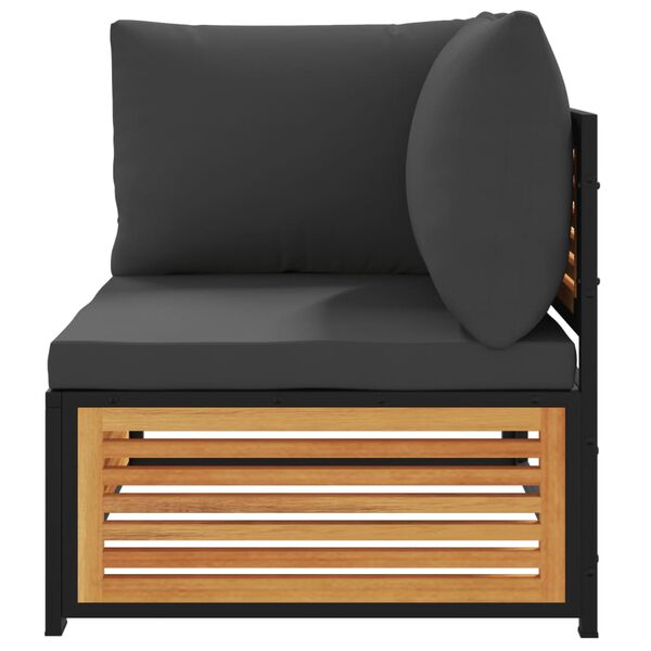 vidaXL Sofá de canto p/ jardim c/ almofadões madeira de acácia maciça