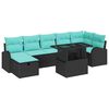 vidaXL Conjunto de Sof&aacute; de Jardim 8 unid. Preto vime PE