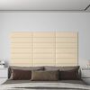 vidaXL Painel de parede 12 pcs 60x15 cm tecido 1,08 m² cor creme