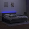 vidaXL Cama box spring c/ colch&atilde;o e LED 160x200 cm tecido cinza-escuro