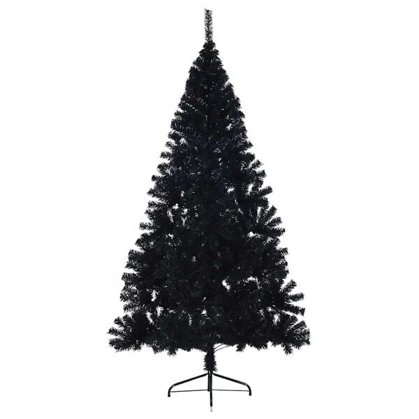 vidaXL &Aacute;rvore de Natal Artificial Pr&eacute;-iluminada Preto 240 cm PVC