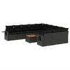 vidaXL 12 pcs conjunto de sof&aacute;s de jardim c/ almofad&otilde;es vime PE preto