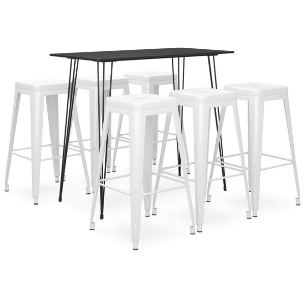 vidaXL 7 pcs conjunto de bar preto e branco