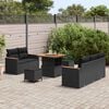 vidaXL Conjunto de Sof&aacute; de Jardim 8 pcs Preto vime PE