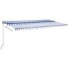 vidaXL Toldo automático LED e sensor de vento 600x300 cm azul e branco