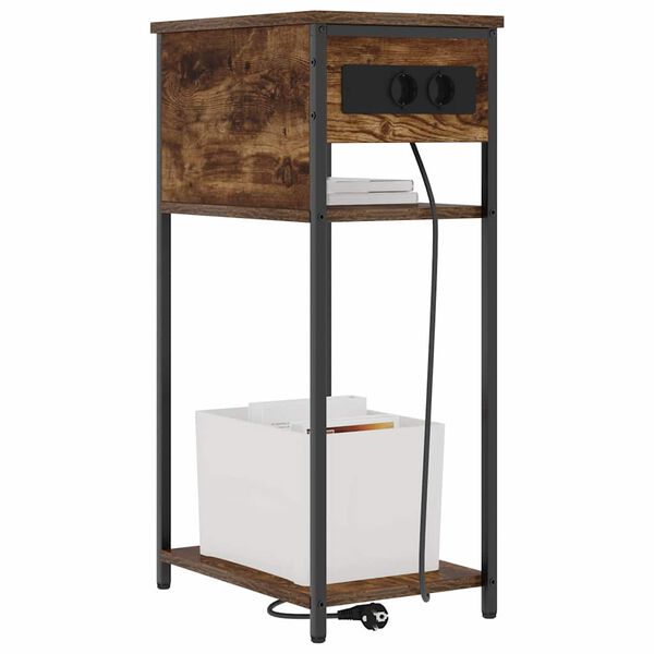 vidaXL Arm&aacute;rio de Cabeceira Carvalho Defumado 41 x 28 x 76 cm