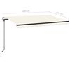 vidaXL Toldo autom&aacute;tico com LED e sensor de vento 400x350 cm cor creme
