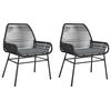 vidaXL Cadeiras de jardim com almofad&otilde;es 2 pcs vime PE preto