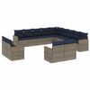vidaXL Conjunto de sof&aacute; de jardim com 13 pe&ccedil;as e almofadas em rattan sint&eacute;tico cinza