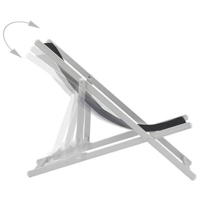 vidaXL Cadeiras de praia dobráveis 2 pcs alumínio e textilene preto
