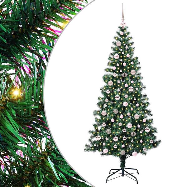 vidaXL &Aacute;rvore de Natal Artificial Pr&eacute;-iluminada Verde 210 cm