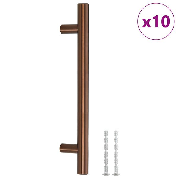 vidaXL Puxadores para móveis 10 pcs 128 mm aço inoxidável bronze