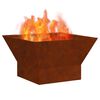 vidaXL Fire Pit Castanho 60 x 60 x 35 cm A&ccedil;o resistente &agrave;s intemp&eacute;ries