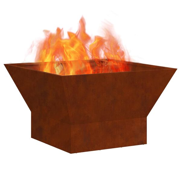 vidaXL Fire Pit Castanho 60 x 60 x 35 cm A&ccedil;o resistente &agrave;s intemp&eacute;ries