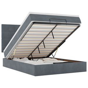 vidaXL Estrutura de cama otomana colch&otilde;es 140x200 cm cinzento escuro