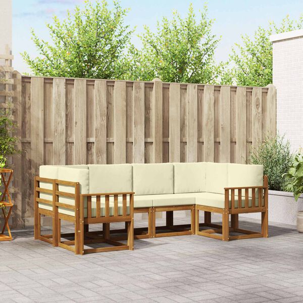 vidaXL Conjunto de Sof&aacute;s para Exterior 6 pcs Natural e Creme