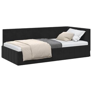 vidaXL Estrutura de Cama de Canto Preto 90 cm x 190 cm Veludo