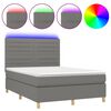 vidaXL Cama box spring c/ colch&atilde;o e LED 140x190 cm tecido cinza-escuro
