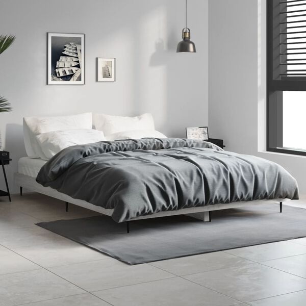 vidaXL Estrutura cama 140x190 cm derivados de madeira cinzento sonoma