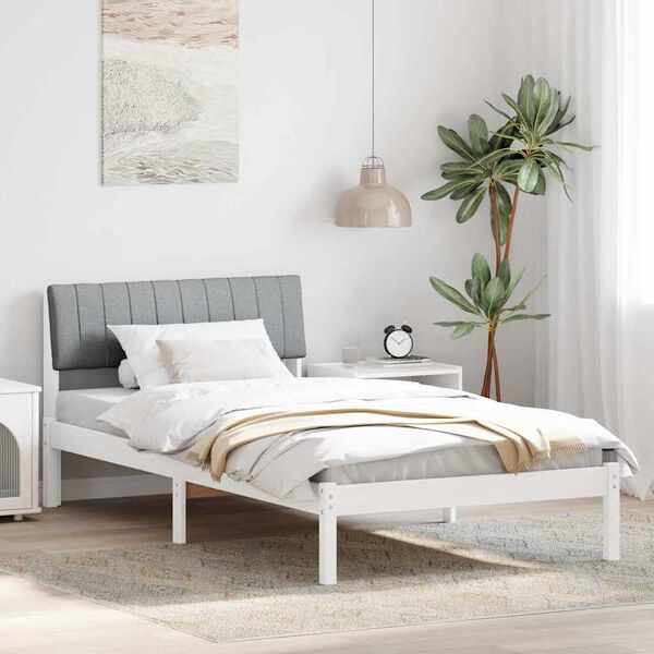 vidaXL Estrutura da cama Branco e cinza claro 100 x 200 cm