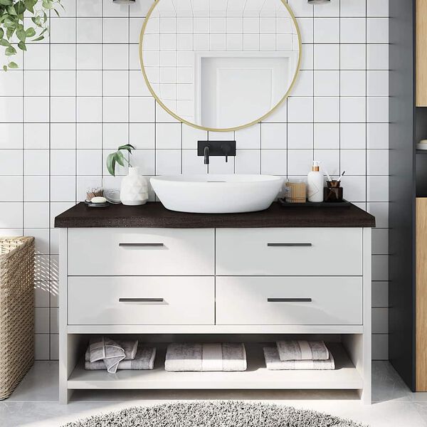 vidaXL Bancada p/ WC 100x40x(2-6)cm madeira tratada maci&ccedil;a castanho