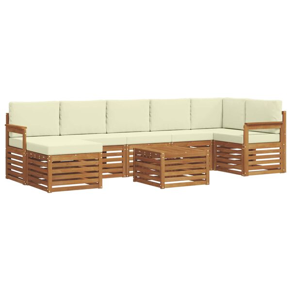 vidaXL Conjunto de Sof&aacute; Sectional com almofada 8 pcs Natural e Creme