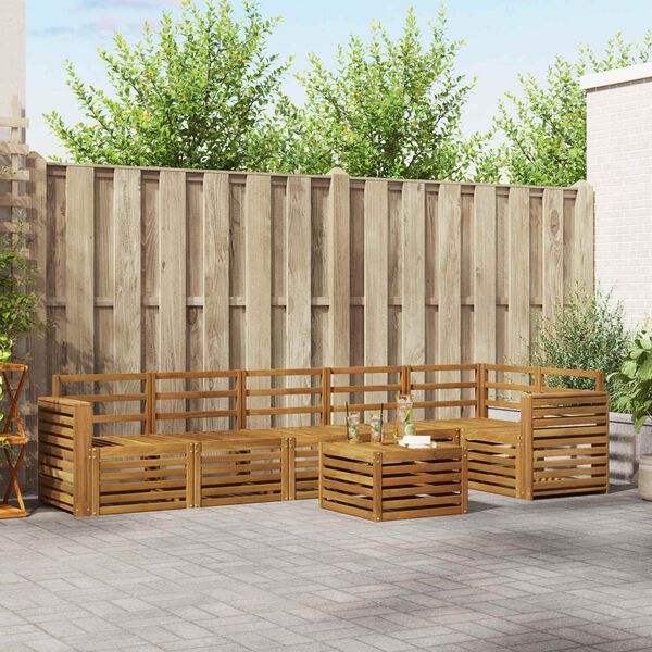 vidaXL Conjunto de Sof&aacute; Sectional 7 pcs Natural