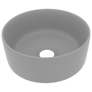 vidaXL Lavat&oacute;rio luxuoso redondo 40x15 cm cer&acirc;mica cinzento-claro mate