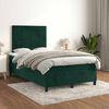 vidaXL Cama boxspring com colch&atilde;o 120x190 cm veludo verde-escuro