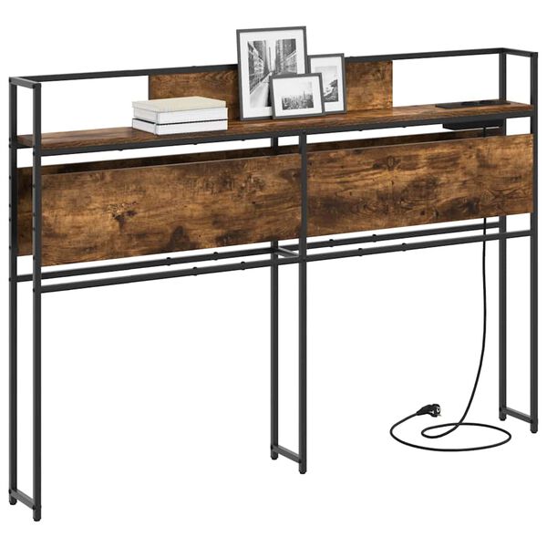 vidaXL Cabeceira de armazenamento com cabeceira Carvalho fumado 135 cm