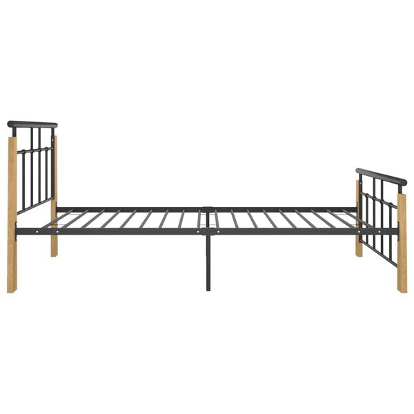 vidaXL Estrutura de cama 90x200 cm metal e madeira de carvalho maci&ccedil;a