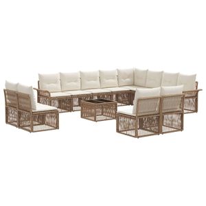 vidaXL Conjunto de Sof&aacute; de Jardim 13 pcs Bege vime PE