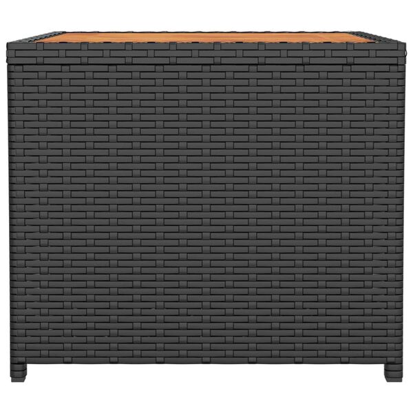 vidaXL Mesa de centro c/ tampo de madeira vime PE/ac&aacute;cia maci&ccedil;a preto