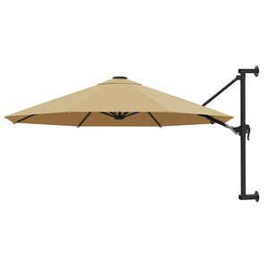 vidaXL Guarda-sol de parede mastro met&aacute;lico 300 cm cinza-acastanhado