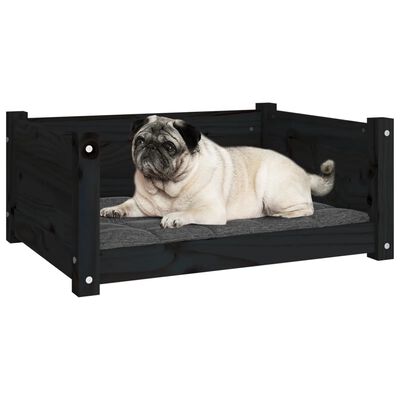 vidaXL Cama para cães 65,5x50,5x28 cm madeira de pinho maciça preto