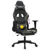 vidaXL Cadeira gaming massagens apoio pés couro artif preto/camuflagem