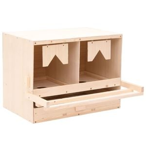 vidaXL Ninho p/ galinhas 2 compartimentos 63x40x45 cm pinho maci&ccedil;o