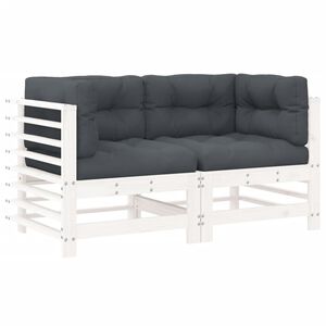 vidaXL Sof&aacute;s de canto com almofad&otilde;es 2 pcs pinho maci&ccedil;o branco