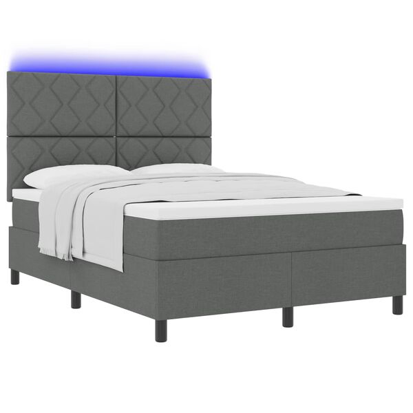 vidaXL Cama Box com colch&atilde;o Cinzento escuro 160 x 200 cm tecido