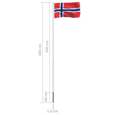vidaXL Bandeira da Noruega com mastro de alumínio 4 m