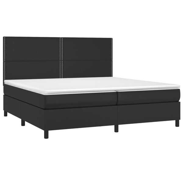 vidaXL Cama box spring c/ colch&atilde;o/LED 200x200cm couro artificial preto