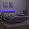 vidaXL Cama box spring c/ colch&atilde;o/LED 140x200 cm veludo rosa