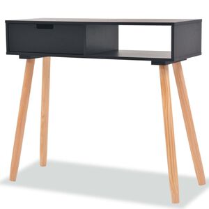 vidaXL Mesa consola de pinho maciço 80x30x72 cm preto